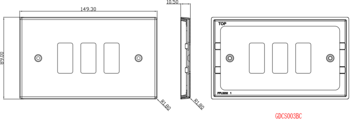 Knightsbridge 3G Grid Faceplate - Brushed Chrome - Alternative View