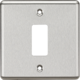 Knightsbridge 1G Grid Faceplate - Rounded Edge Brushed Chrome
