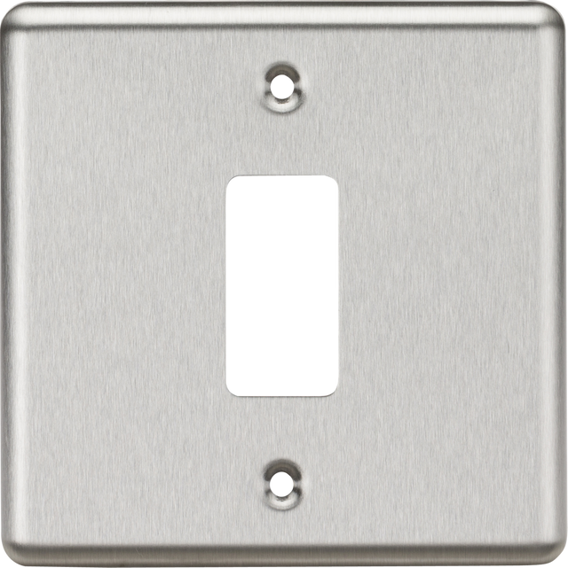 Knightsbridge 1G Grid Faceplate - Rounded Edge Brushed Chrome