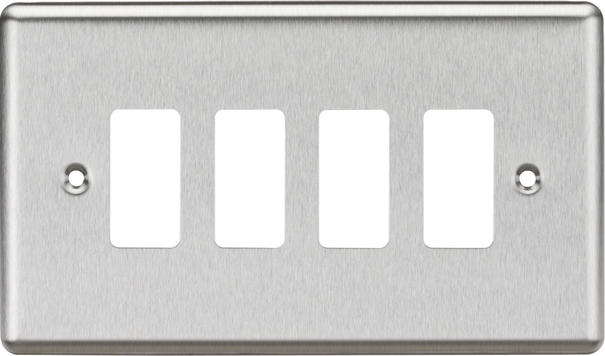 4G Grid Faceplate - Rounded Edge Brushed Chrome from Knightsbridge
