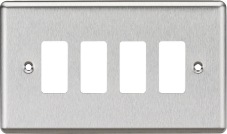4G Grid Faceplate - Rounded Edge Brushed Chrome from Knightsbridge