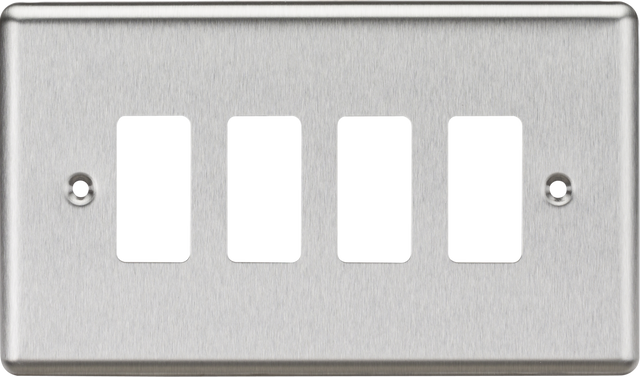 4G Grid Faceplate - Rounded Edge Brushed Chrome from Knightsbridge