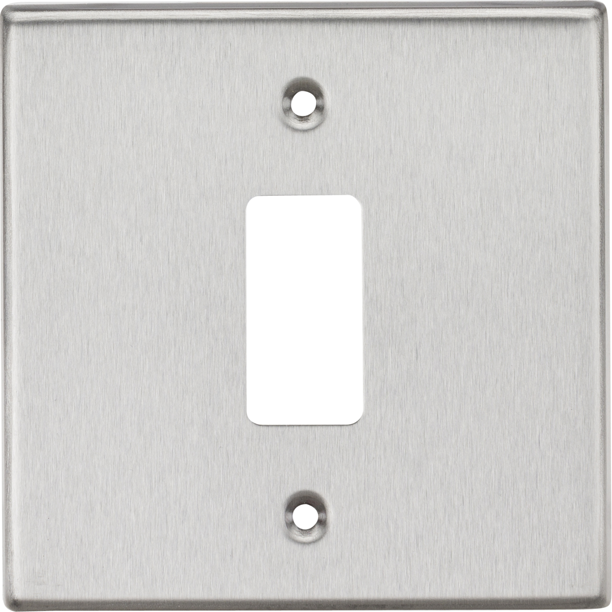 Knightsbridge 1G Grid Faceplate in Brushed Chrome