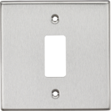 Knightsbridge 1G Grid Faceplate in Brushed Chrome