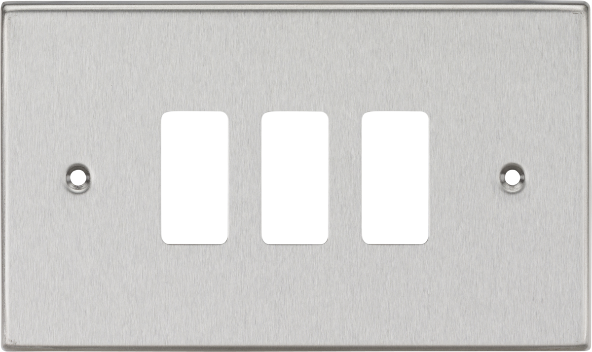 Knightsbridge 3G Grid Faceplate - Square Edge Brushed Chrome