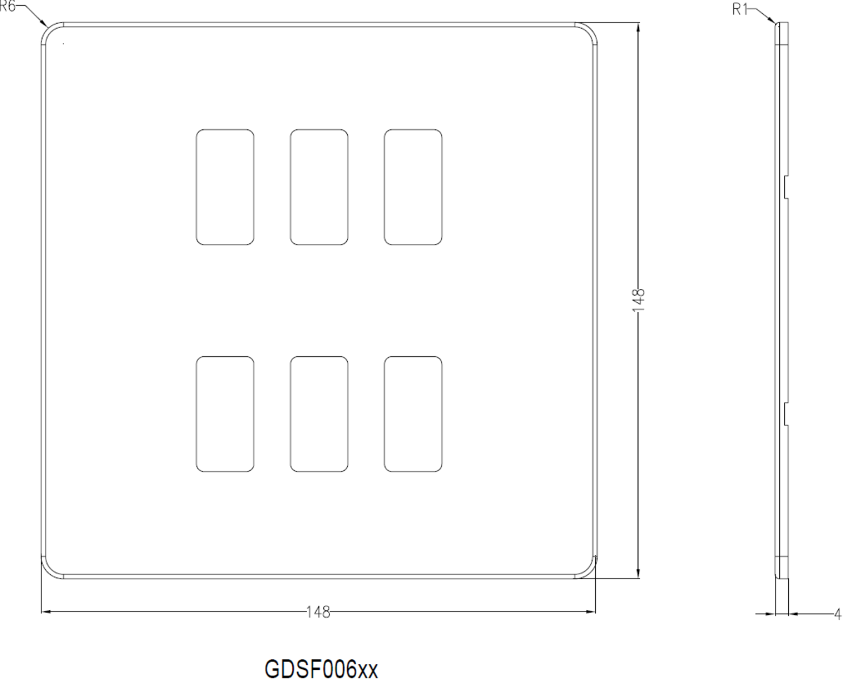 Additional Image of Screwless 6G Grid Faceplate - Matt Black
