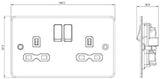 13A 2G DP Switched Socket with Twin Earths in Brushed Chrome