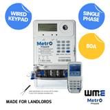 MET004 Metro Digital Prepaid Electricity Meter, Single Phase, 80A, Remote Keypad, IP54,