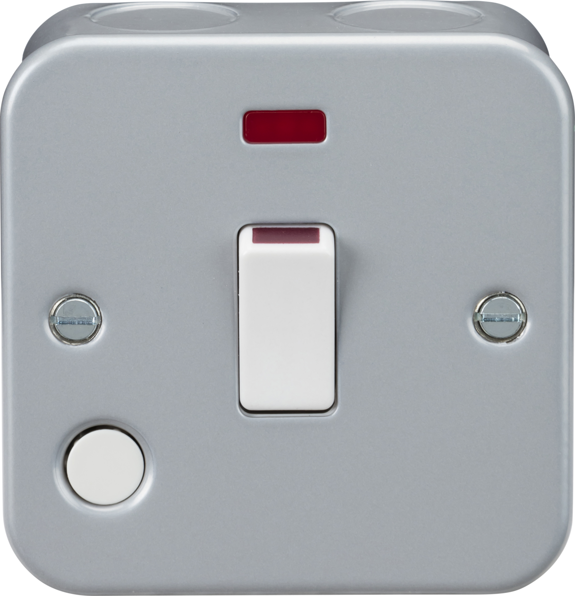 20A 1G DP Switch with Neon and Flex Outlet - Heavy Duty Metal Clad
