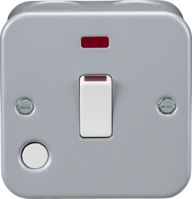 20A 1G DP Switch with Neon and Flex Outlet - Heavy Duty Metal Clad