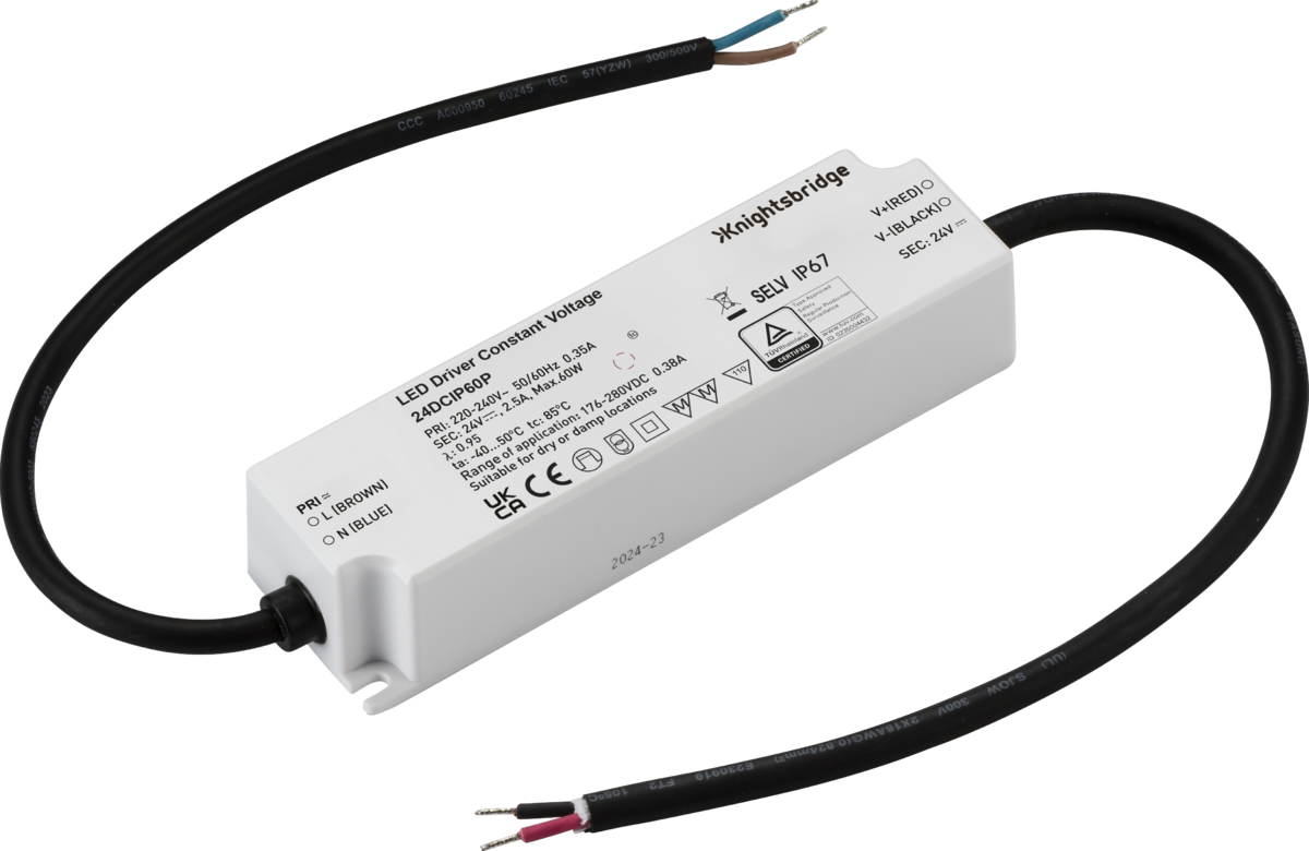 24V IP67 60W DC LED Driver - Waterproof Constant Voltage
