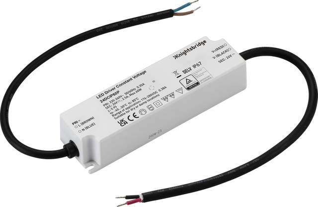 24V IP67 60W DC LED Driver - Waterproof Constant Voltage