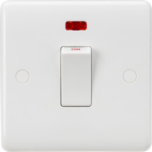 Knightsbridge 45A DP Switch with Neon - Curved Edge White Rocker