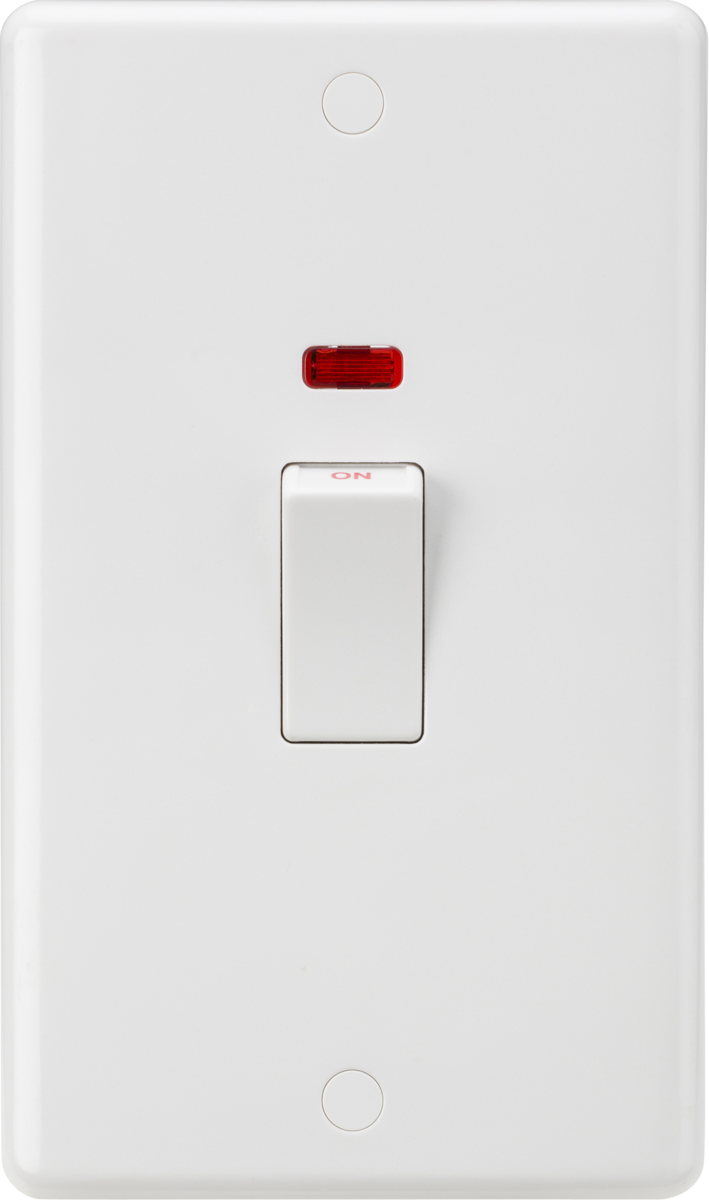 Knightsbridge 45A DP Switch with Neon - White Rocker
