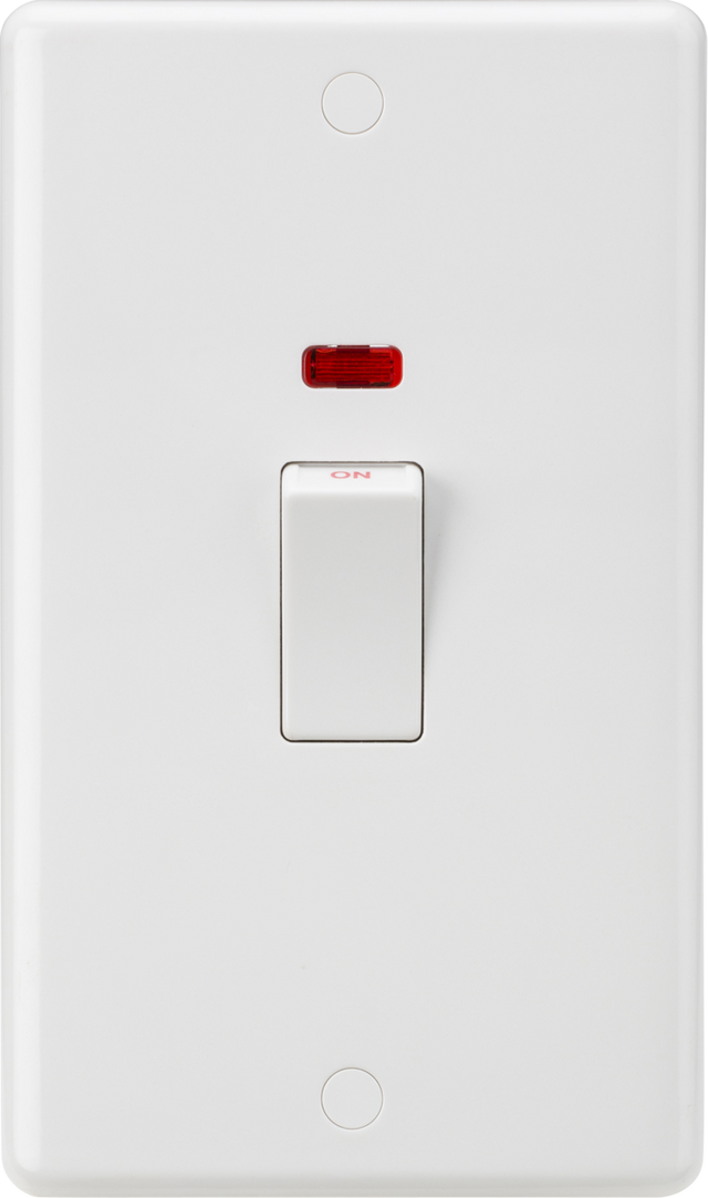 Knightsbridge 45A DP Switch with Neon - White Rocker
