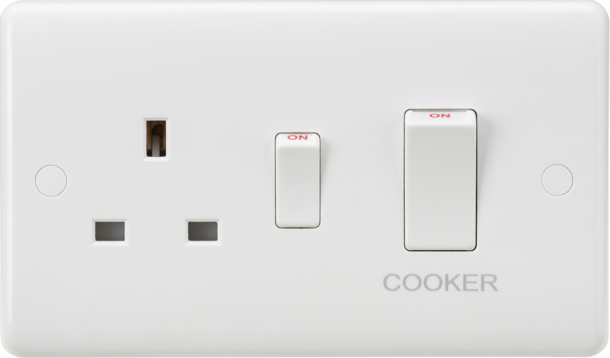 Knightsbridge 45A DP Switch & 13A Socket - White Rocker