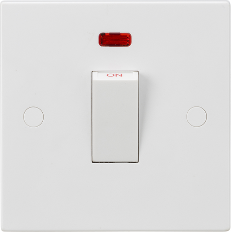 Knightsbridge 45A DP Switch with Neon - White Rocker