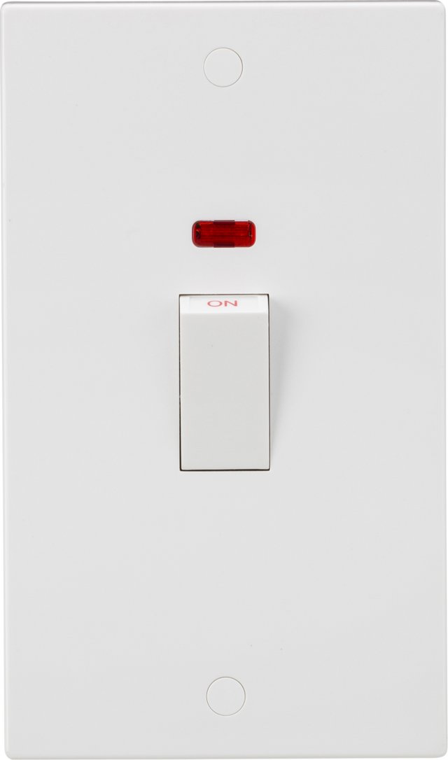 Knightsbridge 45A DP Switch with Neon Indicator, White Rocker