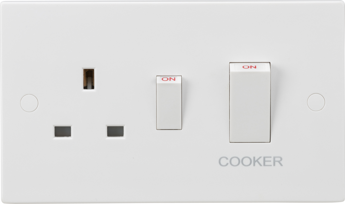 Knightsbridge 45A DP Switch & 13A Socket - White Rockers