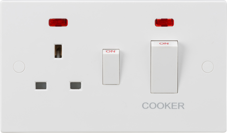 Knightsbridge 45A DP Switch & 13A Switched Socket with Neons - White Rockers