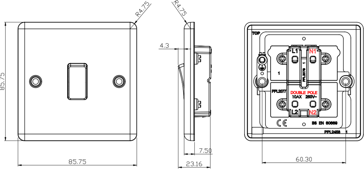 10AX 1G DP Switch - Matt Black