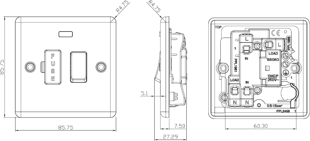 Secondary image of 13A Switched Fused Spur Unit - Polished Chrome