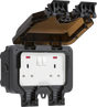 IP66 13A 2G DP Switched Socket with Neons - Black