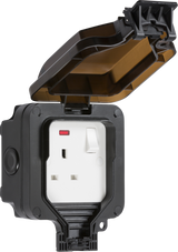 IP66 13A 1G DP Switched Socket with Neon - Black