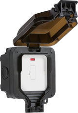 IP66 13A Fused Spur Unit with Neon - Outdoor Power Solution, Black