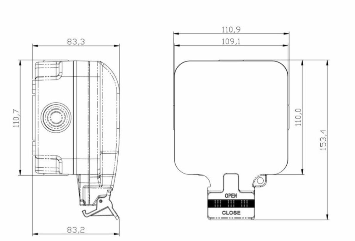 IP66 13A Switched Fused Spur Unit with Neon - Side View