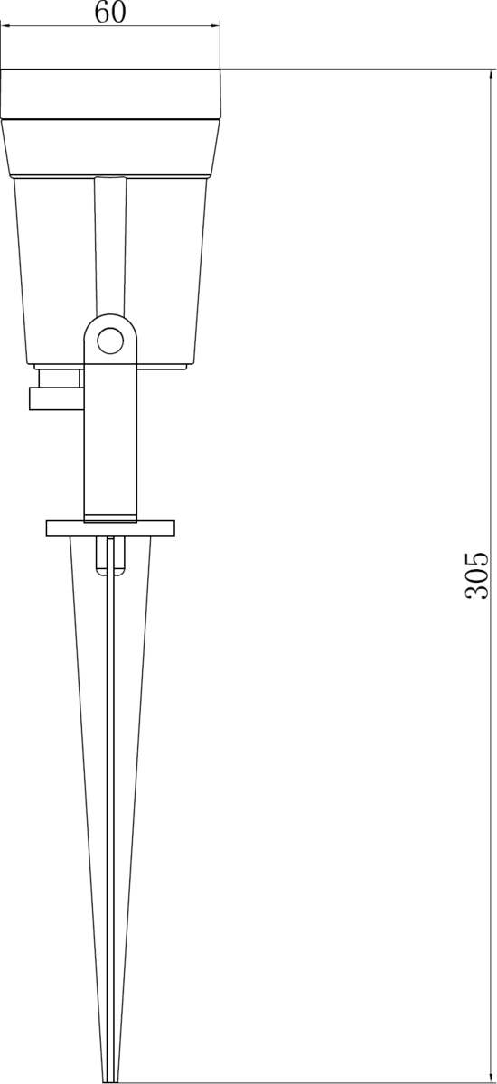 Side view of 230V IP65 4W LED Wall/Spike Light 3000K