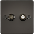 Gunmetal Flat Plate Isolated TV and SAT Outlet - FP0140GM