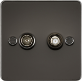 Gunmetal Flat Plate Isolated TV and SAT Outlet - FP0140GM