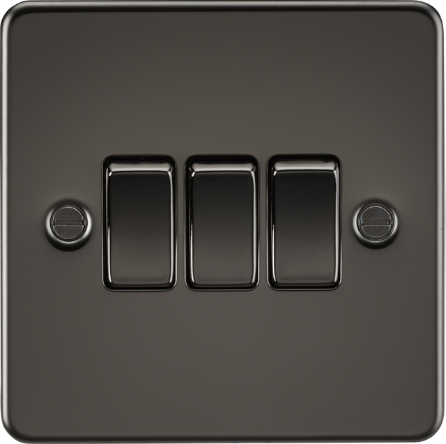 10AX 3G 2-way Switch in Gunmetal - Flat Plate Design