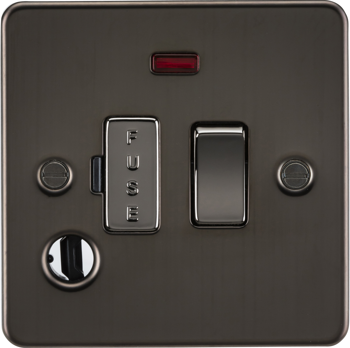 13A Switched Fused Spur Unit with Neon & Flex Outlet - Gunmetal
