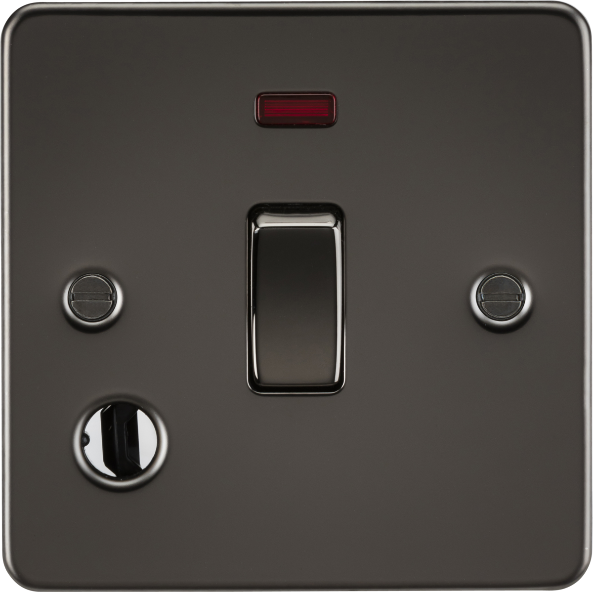 20A 1G DP Switch with Neon & Flex Outlet - Gunmetal