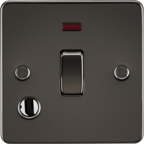 20A 1G DP Switch with Neon & Flex Outlet - Gunmetal