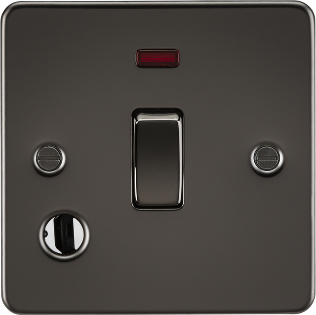 20A 1G DP Switch with Neon & Flex Outlet - Gunmetal