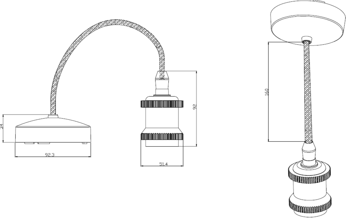 Alternative view of 6" E27 Vintage Pendant Set - Polished Brass