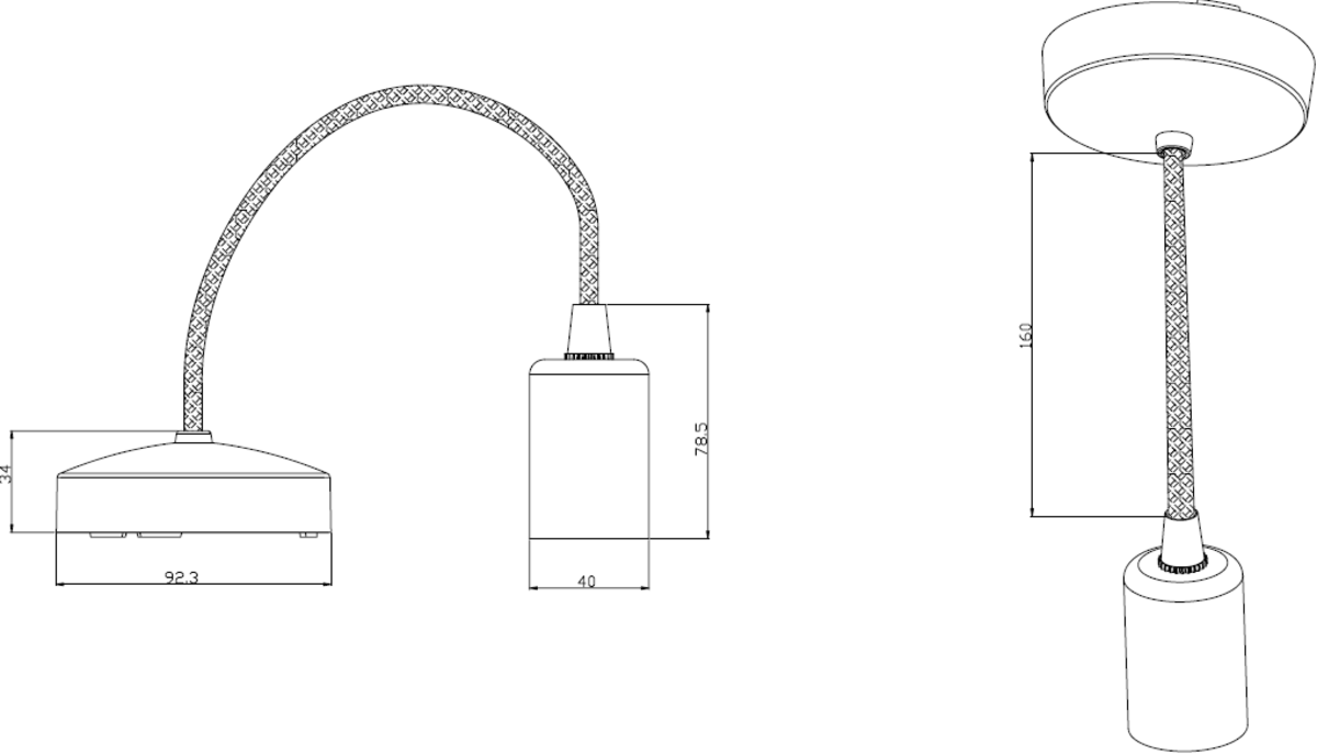 6" E27 Pendant Light - Brushed Chrome