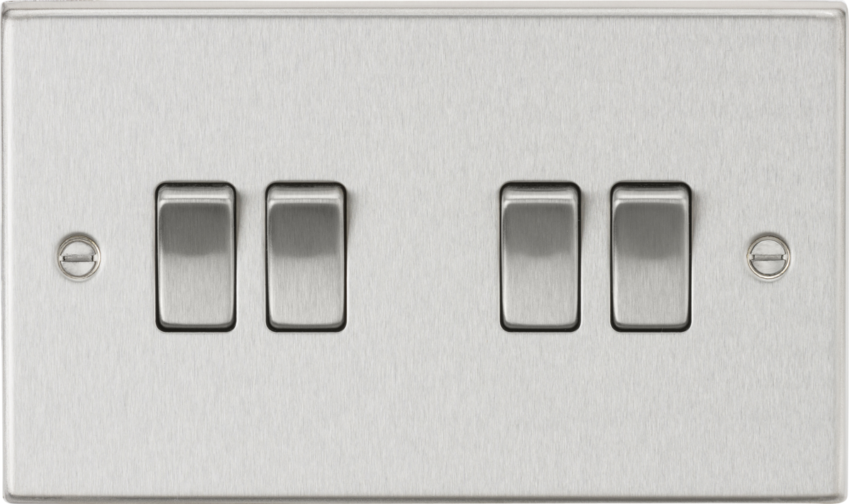 10AX 4G 2-way Plate Switch - Brushed Chrome