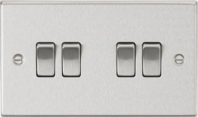 10AX 4G 2-way Plate Switch - Brushed Chrome