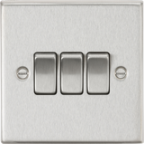 10AX 3G 2-way Plate Switch - Square Edge Brushed Chrome