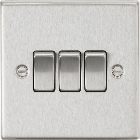 10AX 3G 2-way Plate Switch - Square Edge Brushed Chrome