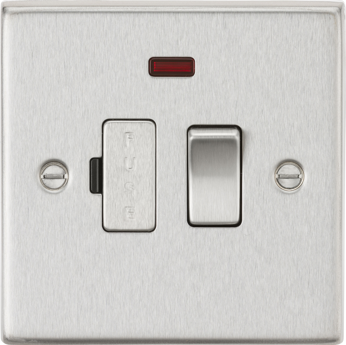 13A Switched Fused Spur Unit with Neon - Brushed Chrome