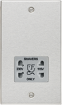 115/230V Dual Voltage Shaver Socket - Brushed Chrome with Grey Insert