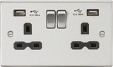 13A 2G SP Switched Socket with Dual USB A+A in Brushed Chrome.