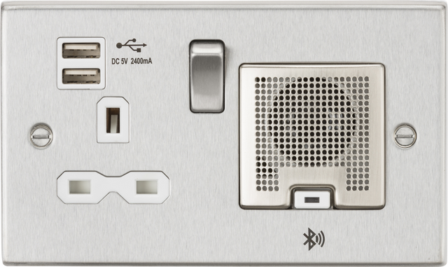 13A Socket Bluetooth Speaker - Brushed Chrome