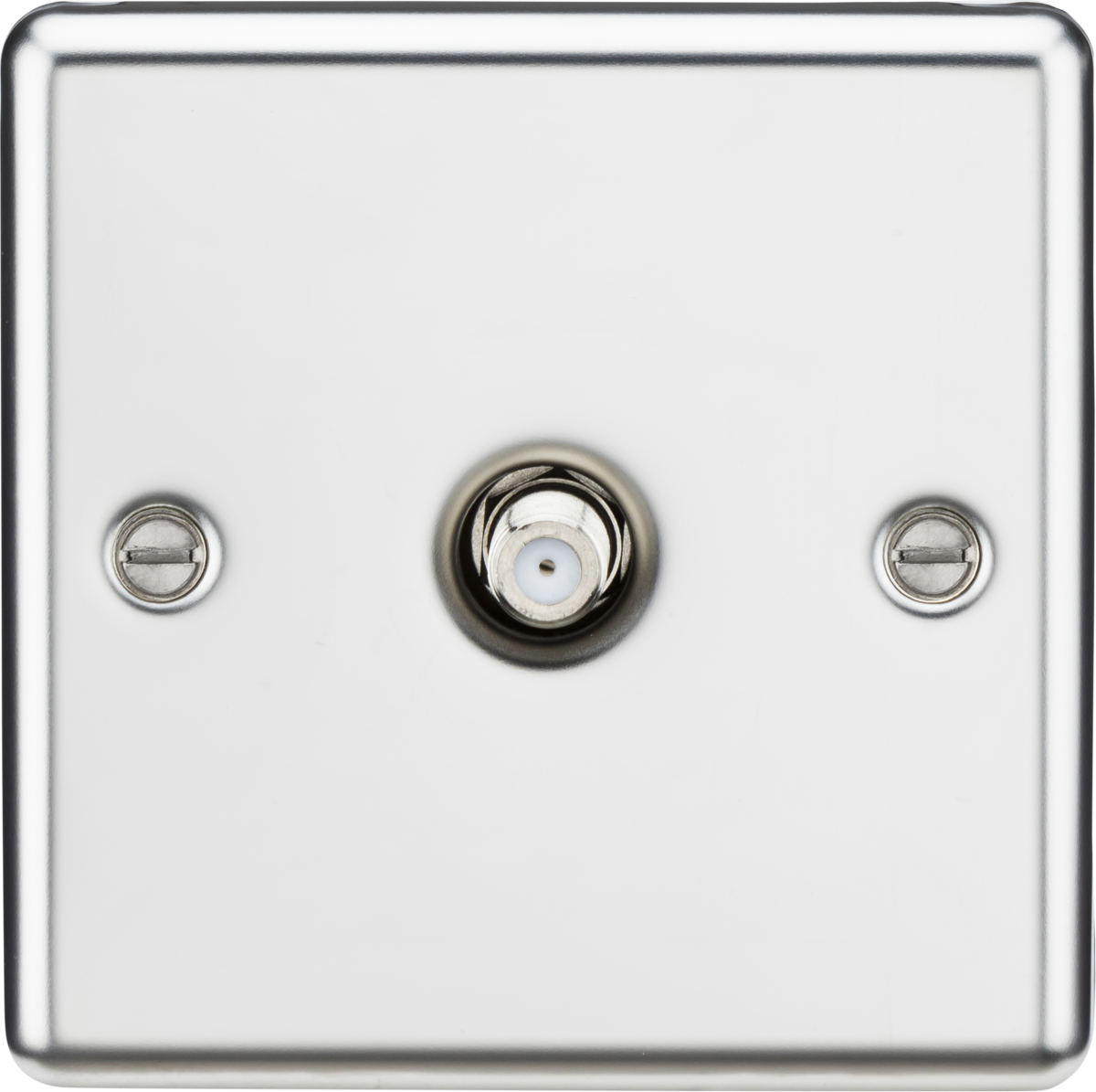 SAT TV Outlet - Polished Chrome Non-Isolated, Rounded Edge Design