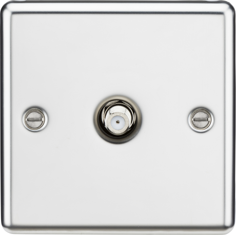 SAT TV Outlet - Polished Chrome Non-Isolated, Rounded Edge Design